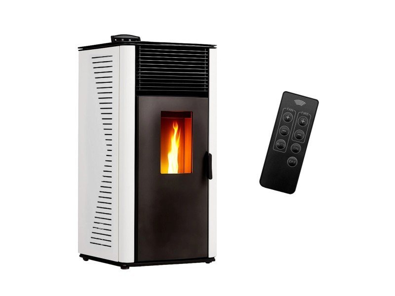 Sannover Anita Luft-Pelletofen 12,2 kW – Weiß mit Fernbedienung und 30-kg-Tank
