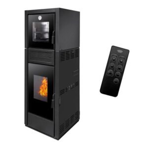 Sannover Ardoria Pelletofen mit Backofen 13,6 kW – Schwarz, Heizen und Kochen in einem Gerät