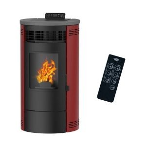 Sannover Flavia Luft-Pelletofen 9,5 kW – Bordeaux mit Fernbedienung