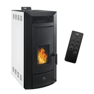 Sannover Kleona Hydro-Pelletofen 17,5 kW – Weiß, wasserführend mit Fernbedienung