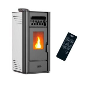 Sannover Anita Luft-Pelletofen 10 kW – Weiß mit Fernbedienung und 22-kg-Tank