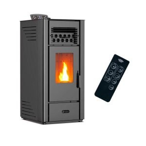 Sannover Anita Luft-Pelletofen 10 kW – Schwarz mit Fernbedienung und 22-kg-Tank