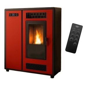 Sannover Slim Astral Luft-Pelletofen 10,6 kW – Bordeaux, extra flach mit Fernbedienung – Bild 7