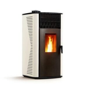 Sannover Anita Luft-Pelletofen 12,2 kW – Weiß mit Fernbedienung und 30-kg-Tank