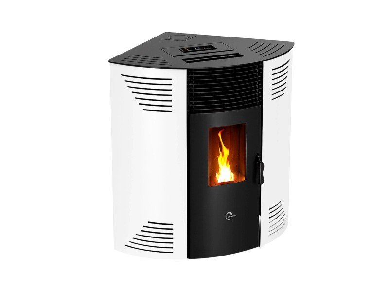 Sannover Iseos Eck-Pelletofen 10,6 kW – Weiß, 30-kg-Behälter mit Fernbedienung – Bild 2