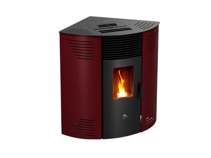 Sannover Iseos Eck-Pelletofen 10,6 kW – Bordeaux, 30-kg-Behälter mit Fernbedienung – Bild 2