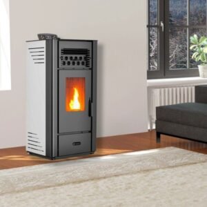 Sannover Anita Luft-Pelletofen 10 kW – Weiß mit Fernbedienung und 22-kg-Tank