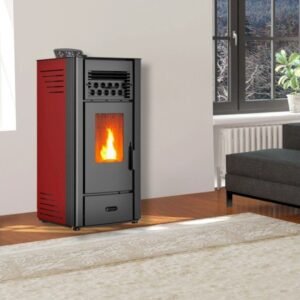 Sannover Anita Luft-Pelletofen 10 kW – Bordeaux mit Fernbedienung und 22-kg-Tank