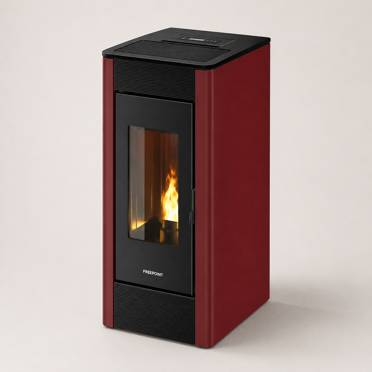 Firefix Ketty Pelletofen 6,3 kW – Schwarz-Bordeaux, Zeitbrand mit Guss-Brennraum – Bild 4