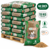 ECOBIO Holzpellets Palette mit 66 Säcken à 15 kg – 100 % Nadelholz, gebrauchsfertig