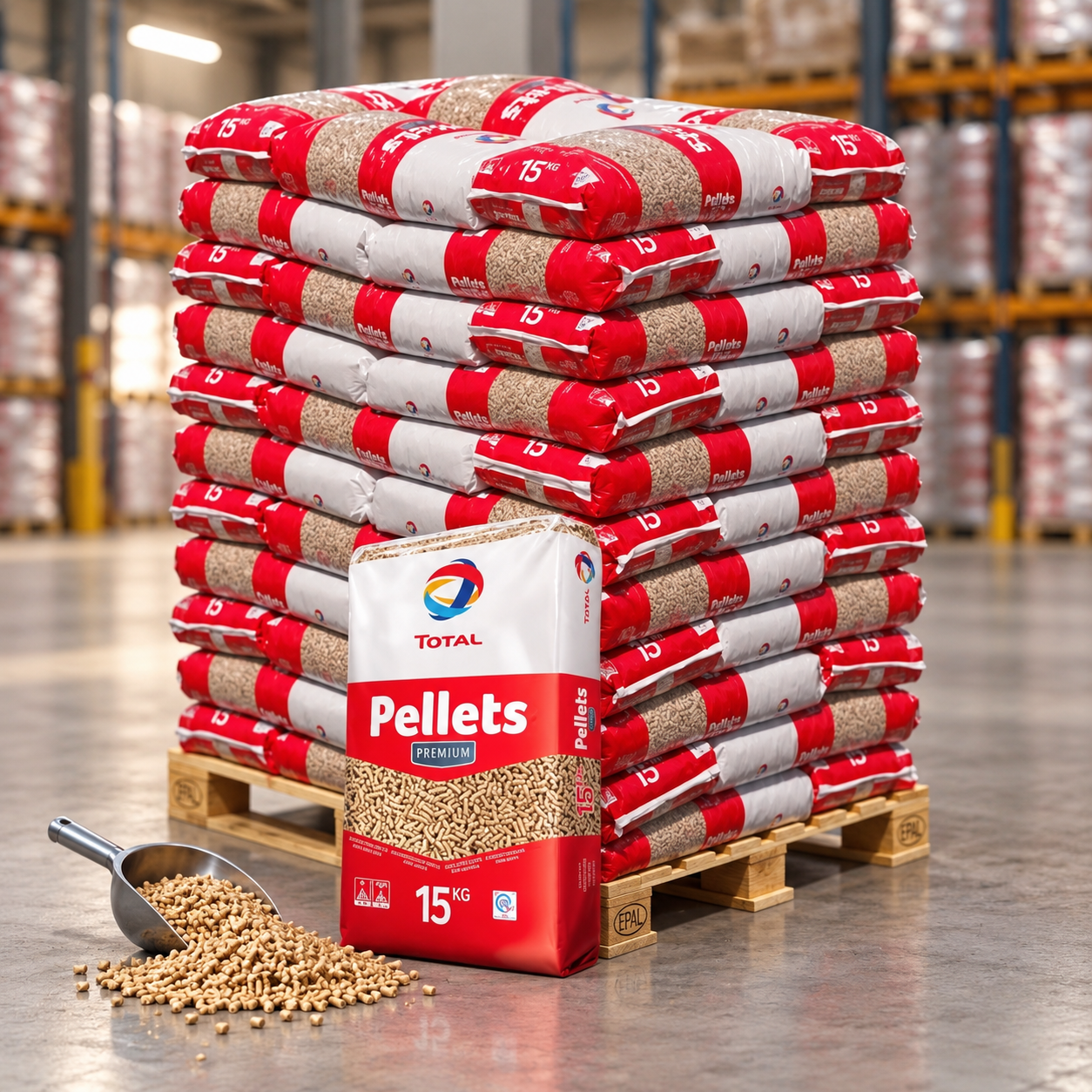 TotalEnergies Premium Holzpellets Palette mit 66 Säcken à 15 kg (990 kg) – DINplus – Bild 3