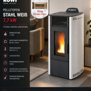 Rowi HPO 8/1 Easy II Pelletofen 7,7 kW – Weiß, raumluftunabhängig aus Stahl