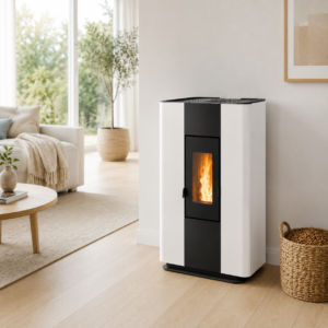 Freepoint Roxy Pelletofen 7 kW – Anthrazit, extra flach mit Fernbedienung und Automatik