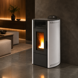 Rowi HPO 9/1 Ovale Nova Pelletofen 8,7 kW – Stahl Weiß, raumluftunabhängig