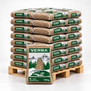 Verba Holzpellets Palette mit 70 Säcken à 15 kg (1.050 kg) – 100 % Nadelholz, ENplus A1, Festigkeit mindestens 98 %