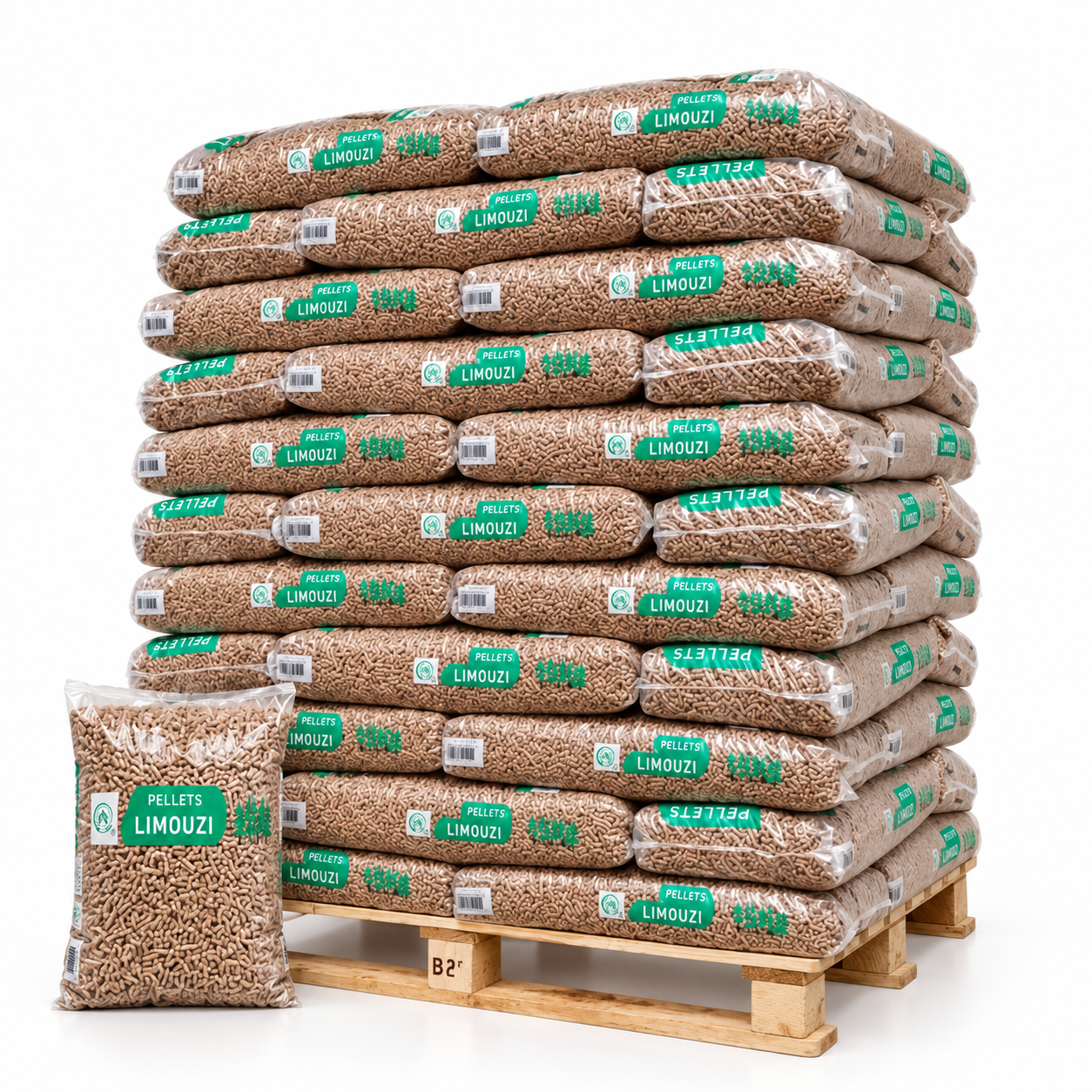 Valboval Holzpellets Palette mit 65 Säcken à 15 kg (975 kg) – 100 % Nadelholz, DINplus