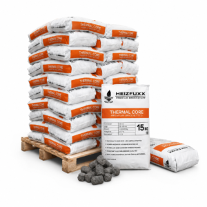 Heizfuxx BBQ-Buchenholzbriketts – 648-kg-Palette, 36 Gebinde à 18 kg, ohne chemische Zusätze