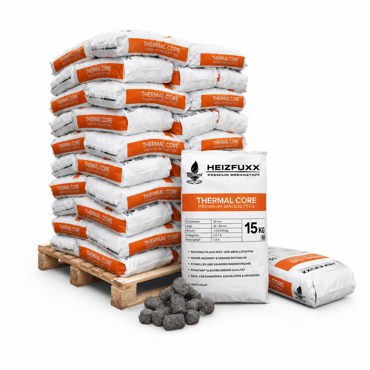 Heizfuxx BBQ-Buchenholzbriketts – 648-kg-Palette, 36 Gebinde à 18 kg, ohne chemische Zusätze – Bild 5