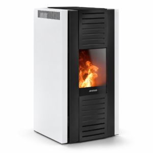 Justus Sirkos 2.0 Pelletofen 6 kW – Seidenweiß, industrielles Design mit WiFi und Vollautomatik