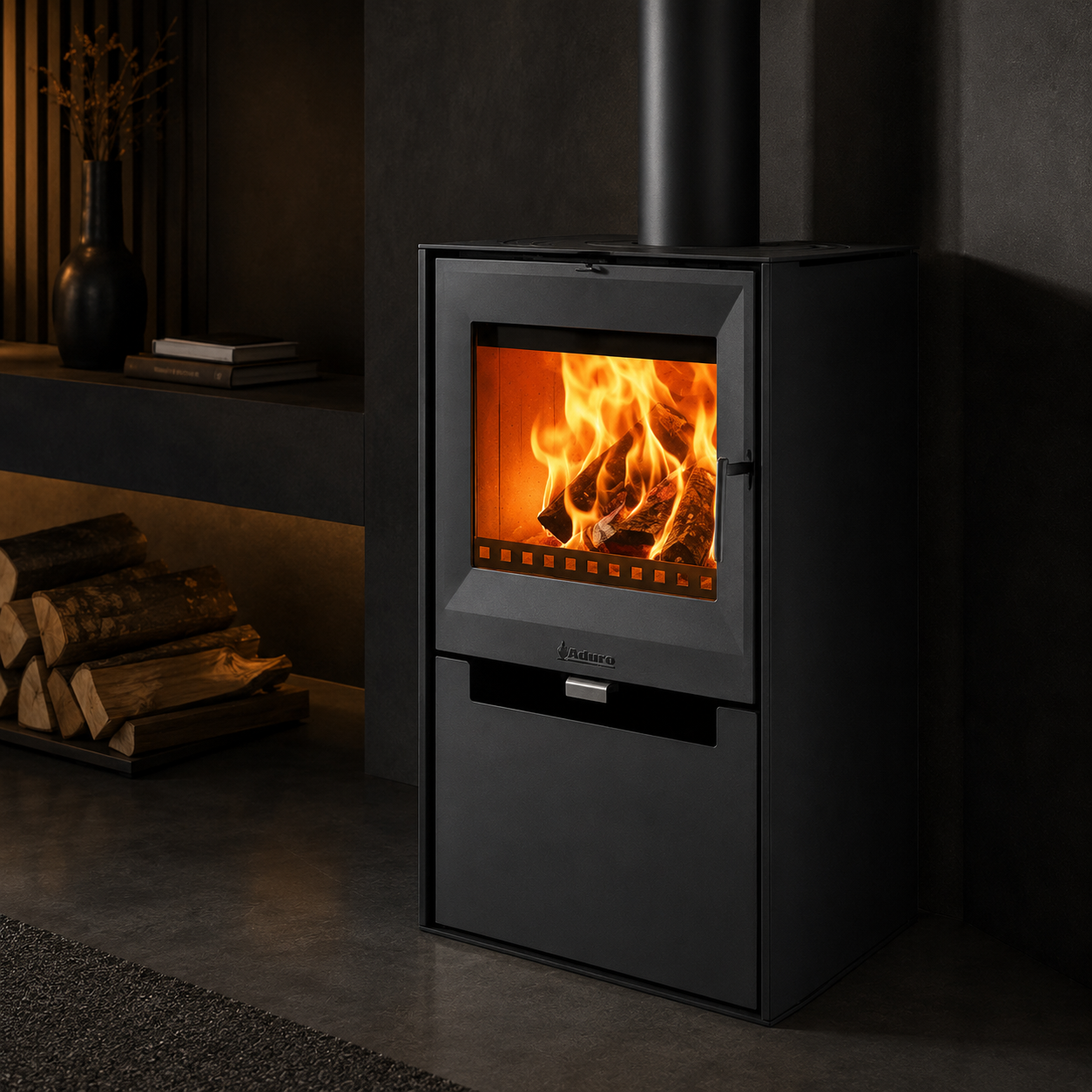 Aduro 14 Kaminofen 6,5 kW – Stahl Schwarz mit Automatik, gerade Sichtscheibe – Bild 3