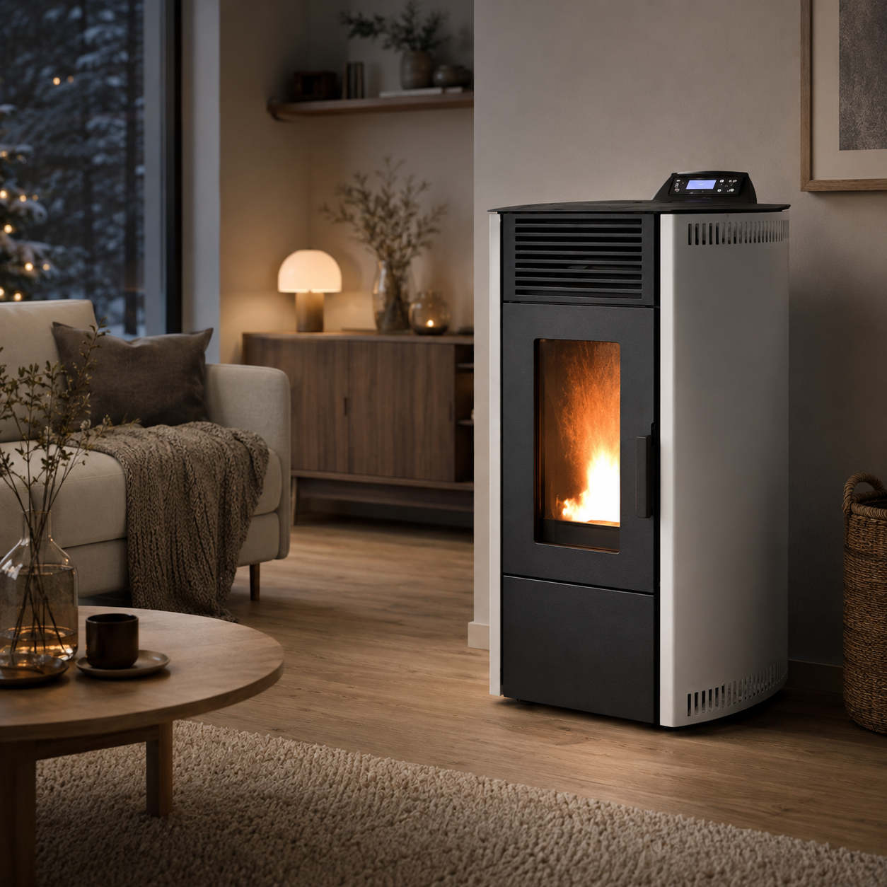 Rowi HPO 9/1 Ovale Nova Pelletofen 8,7 kW – Stahl Weiß, raumluftunabhängig – Bild 4