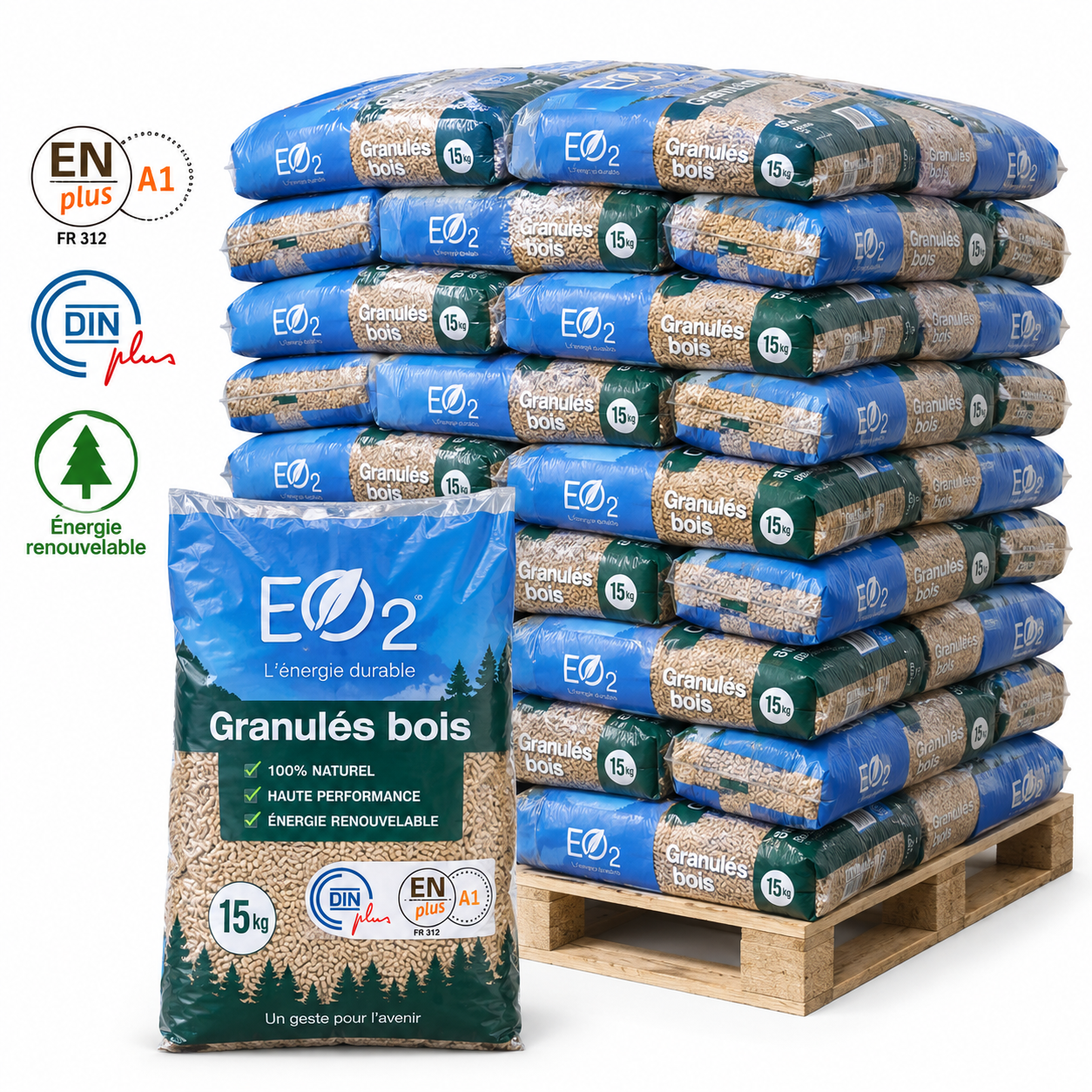 Butagaz Holzpellets Palette mit 66 Säcken à 15 kg – aus Sägemehl und Holzspänen, ohne Additive – Bild 2