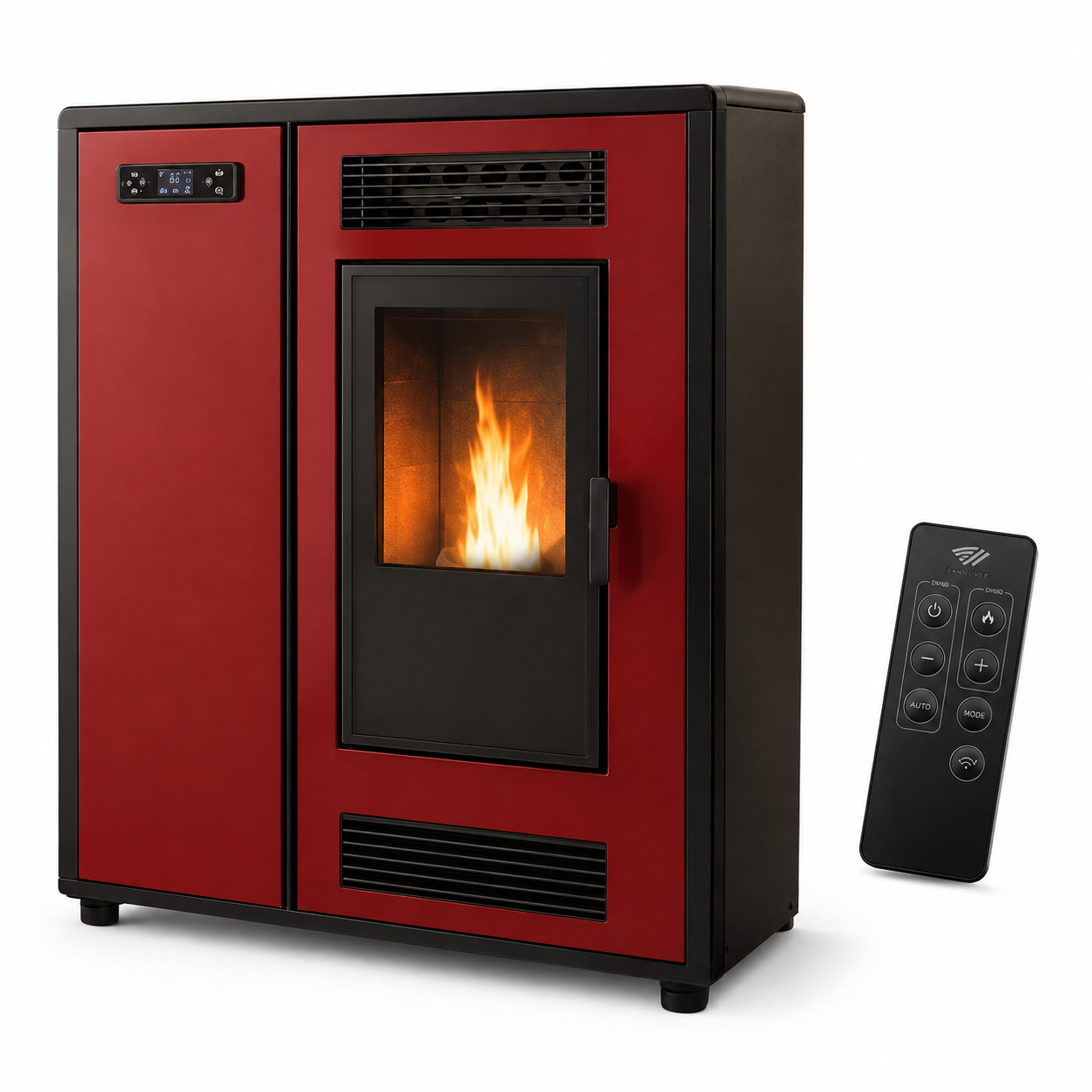 Sannover Slim Astral Luft-Pelletofen 10,6 kW – Bordeaux, extra flach mit Fernbedienung – Bild 6