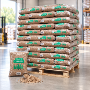 Limouzi Holzpellets Palette mit 66 Säcken à 15 kg (990 kg) – 100 % Nadelholz, DINplus und PEFC