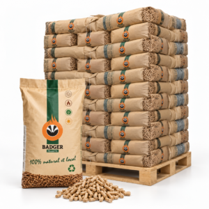 Badger Holzpellets Palette mit 65 Säcken à 15 kg – 100 % Nadelholz, DINplus
