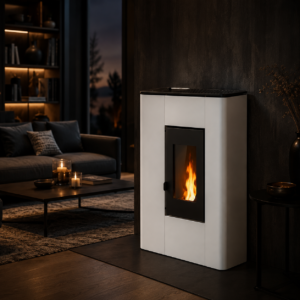 Freepoint Atri Pelletofen 4,9 kW – Metall Weiß, raumluftunabhängig mit Automatik