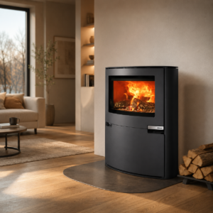 Aduro 15.2 Kaminofen 6,5 kW – Stahl Schwarz, besonders flache Bauweise mit Automatik
