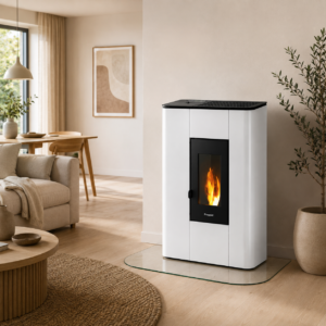 Freepoint Atri Pelletofen 4,9 kW – Metall Weiß, raumluftunabhängig mit Automatik