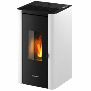 Freepoint Indi Pelletofen 7 kW – Stahl Weiß, Dauerbrand mit Automatik