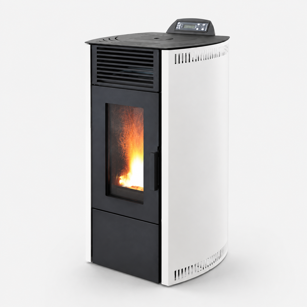 Rowi HPO 9/1 Ovale Nova Pelletofen 8,7 kW – Stahl Weiß, raumluftunabhängig – Bild 5
