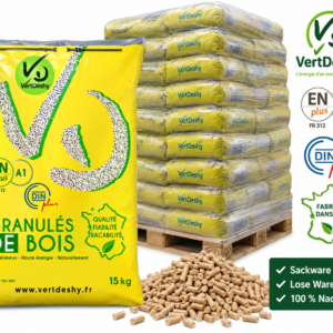 VERTDESHY Holzpellets – Sack (15 kg) oder lose Ware – 100 % unbehandeltes Nadelholz, ENplus A1 und DINplus