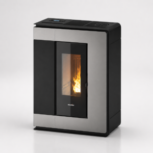 Freepoint Arco Pelletofen 7 kW – Stahl Titangrau, extra flach mit Automatik