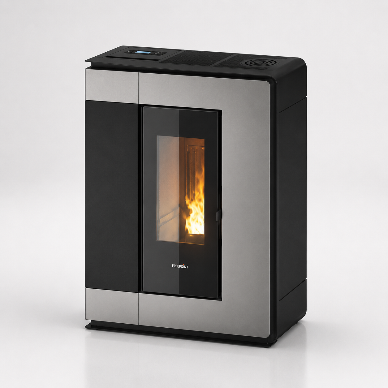 Freepoint Arco Pelletofen 7 kW – Stahl Titangrau, extra flach mit Automatik – Bild 3