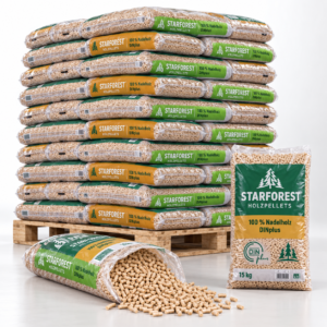 Starforest Holzpellets Palette mit 70 Säcken à 15 kg (1.050 kg) – 100 % Nadelholz, DINplus, über 5 kWh/kg