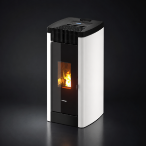 Freepoint STEE Pelletofen 8,5 kW – Stahl Weiß mit WLAN und Gussbrennraum