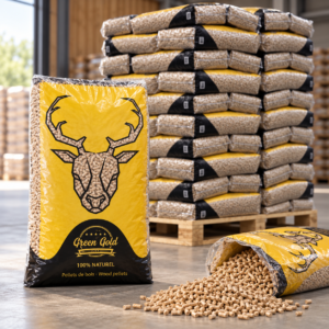 Green Gold Jura Holzpellets Palette mit 72 Säcken à 15 kg (1.080 kg) – 100 % Nadelholz, DINplus und PEFC