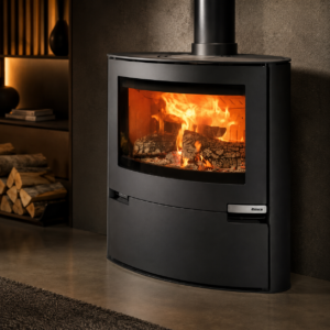 Aduro 15.2 Kaminofen 6,5 kW – Stahl Schwarz, besonders flache Bauweise mit Automatik