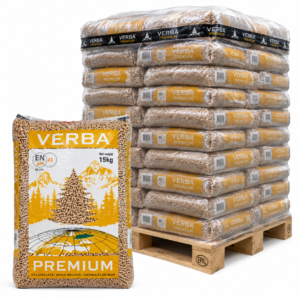 Verba Premium Holzpellets Palette mit 70 Säcken à 15 kg (1.050 kg) – 100 % Nadelholz, ENplus A1