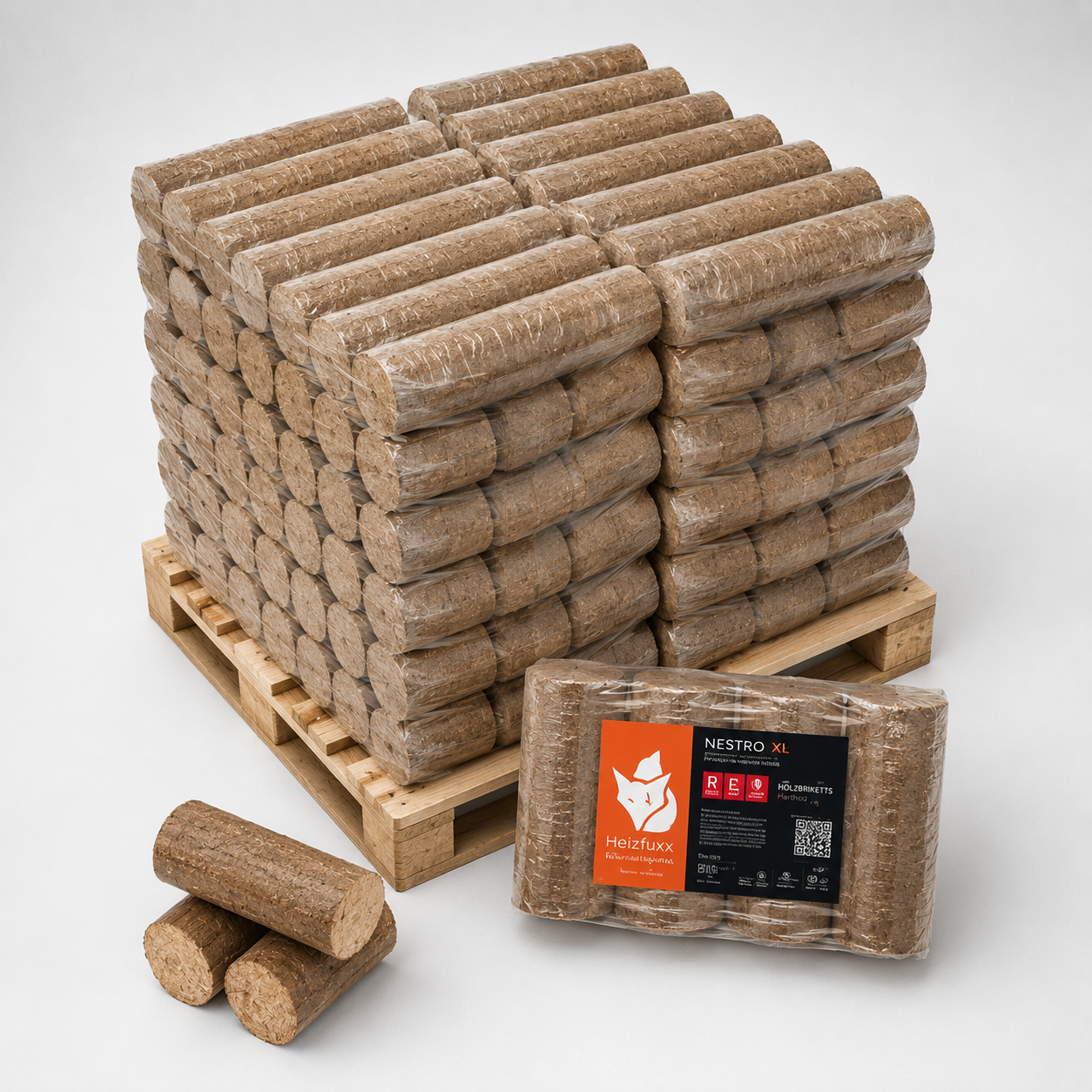 Heizfuxx Nestro XL Red Hartholzbriketts – Großpalette 960 kg mit 96 Gebinden à 10 kg – Bild 5