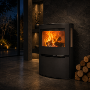 Aduro 21 Kaminofen 6,5 kW – Stahl Schwarz, breite Front mit Primärluftautomatik