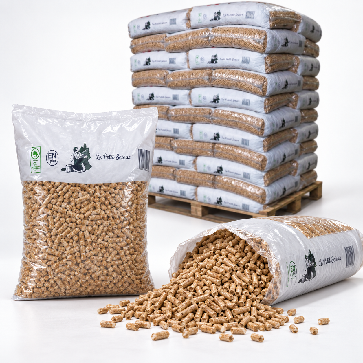 Le Petit Scieur Holzpellets Palette mit 65 Säcken à 15 kg (975 kg) – 100 % Nadelholz, DINplus und PEFC – Bild 3