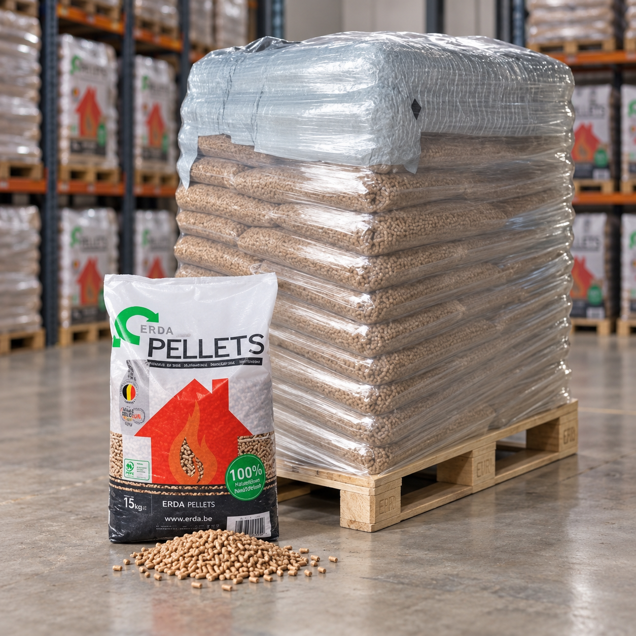 ERDA Holzpellets Palette mit 65 Säcken à 15 kg (975 kg) – 100 % Nadelholz, ENplus A1 – Bild 4