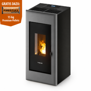 Freepoint One Airtight Pelletofen 7 kW – Stahl Titangrau, raumluftunabhängig mit Fernbedienung