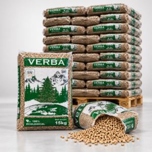 Verba Holzpellets Palette mit 70 Säcken à 15 kg (1.050 kg) – 100 % Nadelholz, ENplus A1, Festigkeit mindestens 98 %