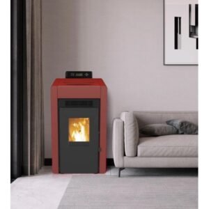 SCHENGER HLP3402 Pelletofen 5,5 kW – Rot, kompakt und vollautomatisch mit WLAN