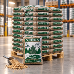 Verba Holzpellets Palette mit 70 Säcken à 15 kg (1.050 kg) – 100 % Nadelholz, ENplus A1, Festigkeit mindestens 98 %